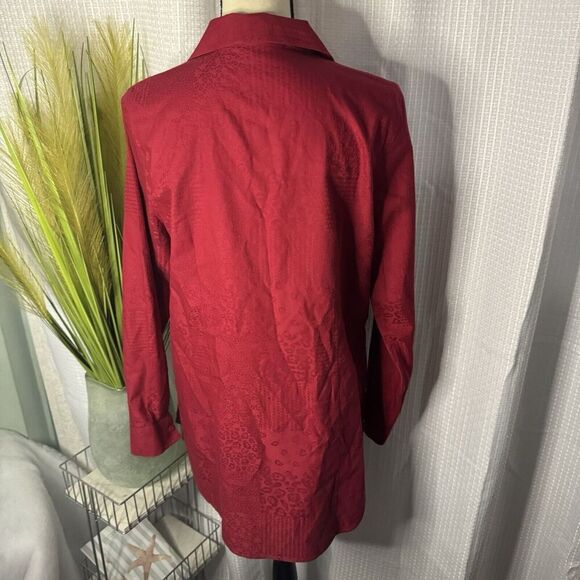 Chicos Women’s 0 US Red No Iron Animal Print Watermark Long Sleeves Workwear - Picture 6 of 11